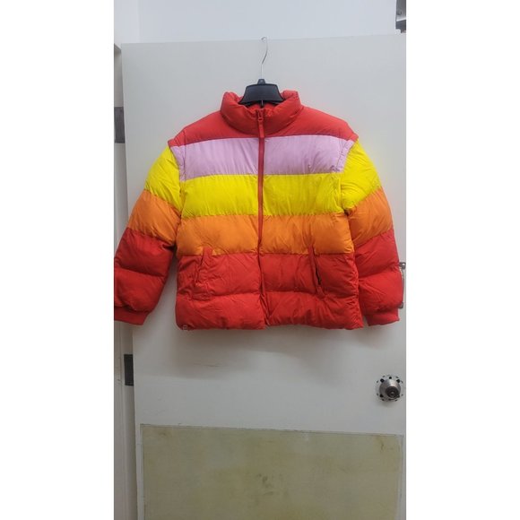 Lego Collection X Target Woman's Color Block Puffer Red Orange Pink Jacket Vest - Picture 3 of 8